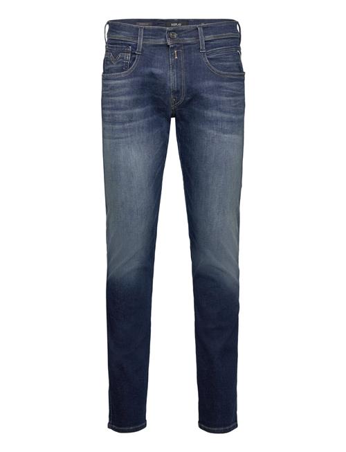 Se Replay Anbass Trousers Slim Hyperflex Dust Replay Blue ved Booztlet