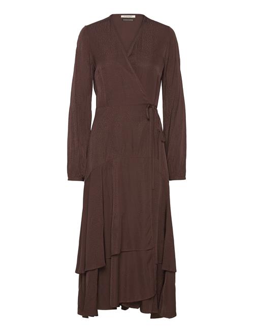 Scotch & Soda Viscose Jacquard Midi Wrap Dress Scotch & Soda Brown