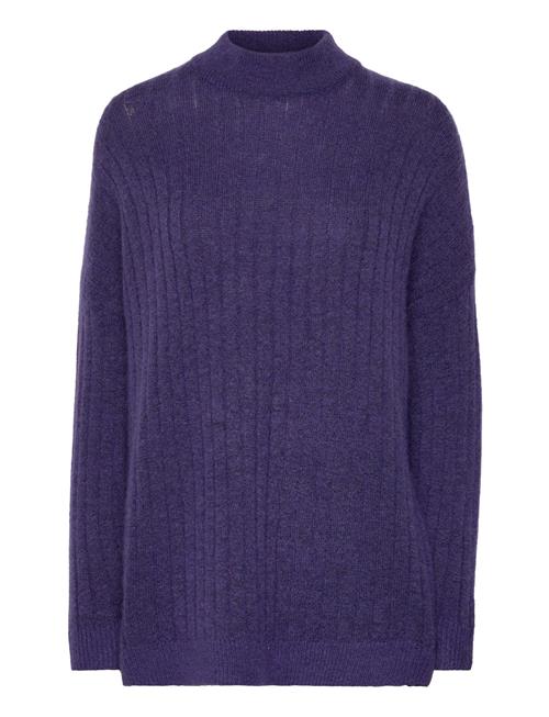 Se Selected Femme Slfmaline Ls Knit High Neck Noos Selected Femme Purple ved Booztlet