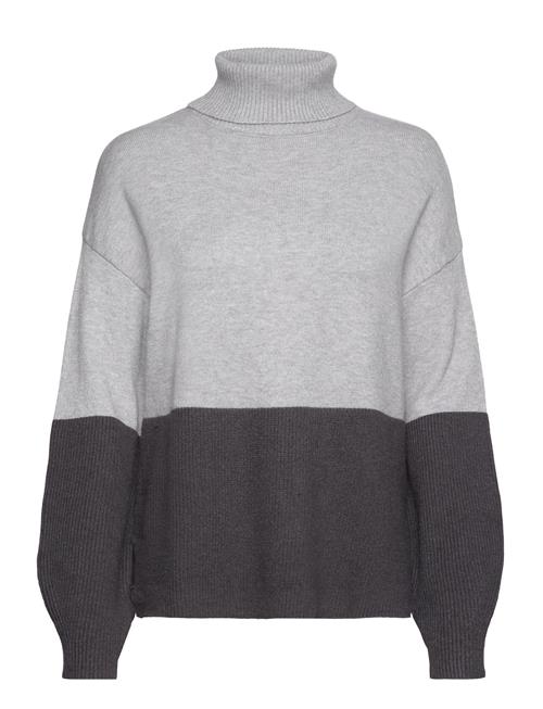 Vila Viril Blocking Roll-Nk L/S Knit Top-Noos Vila Grey