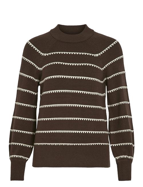 Vila Viril Crew Neck L/S Stripe Knit Top Vila Brown