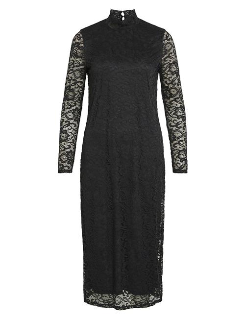 Vidida L/S High Neck Midi Lace Dress/Ka Vila Black