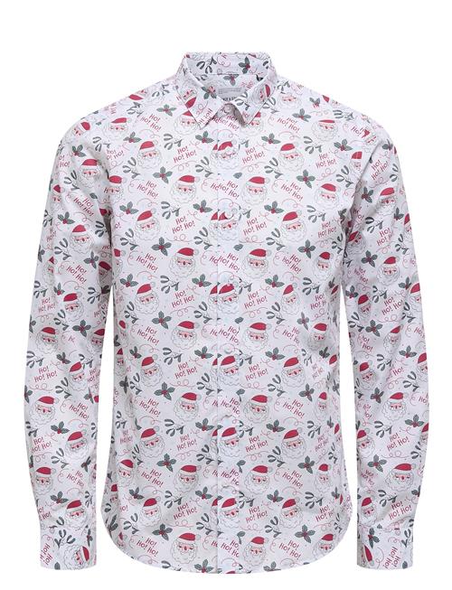 Se ONLY & SONS Onsalf Xmas Aop Slim Poplin Ls Shirt ONLY & SONS White ved Booztlet