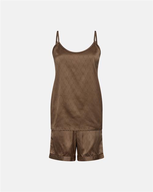 Pyjamas m. shorts "Satin" | Polyester | Brun