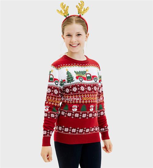 Se Jule-Sweaters Bluse - Driving Home For Christmas - Rød ved KidsWorld