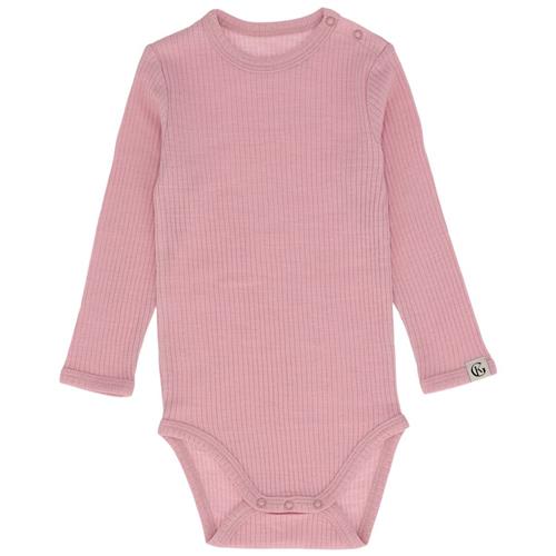 Gullkorn Chalk Wool Onesie i lilla rosa ribbet design 62 cm  Lyserød  62 cm  unisex