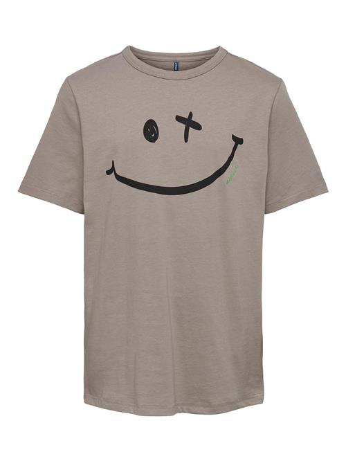 KIDS ONLY BOY Shirts 'PEACE'  mørkebeige / lysegrøn / hvid