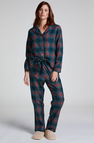 Hunkemöller Pyjamassæt Flannel grøn