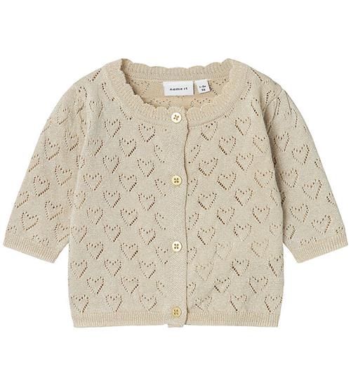 Se Name It Cardigan - Strik - NbfRiglitter - Frosted Almond ved KidsWorld