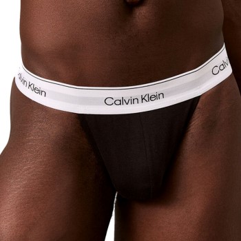 Calvin Klein 3P Modern Cotton Stretch Thong Sort bomuld Small Herre