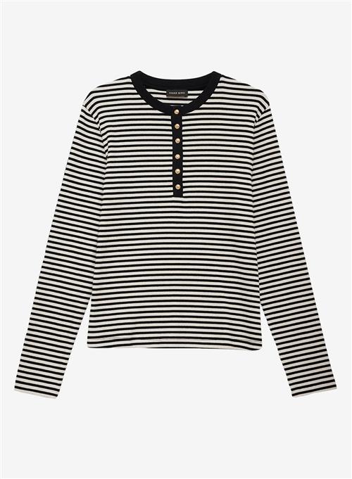 Se Anine Bing Alessia Long Sleeve Tee Cream And Black Stripe ved Number Nine