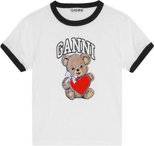 Ganni Basic Jersey Bear Small Tshirt Kvinde Bright White Kortærmede T-shirts Str XS - hos Magasin