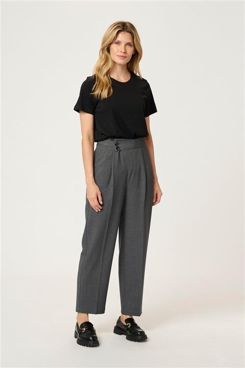 Kaffe Kamerle Button Pants 7/8 Kvinde Dark Grey Melange Bukser Str 44 - hos Magasin