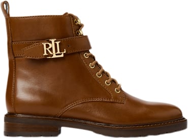 Lauren Ralph Lauren Burnished Calfelridge-bo-bte Kvinde Deep Saddle Tan Snøresko Str 39 - hos Magasin