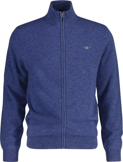 Gant Extrafine Lambswool ZIP Cardigan Mand Stone Blue Melange Cardigans Str XL - hos Magasin