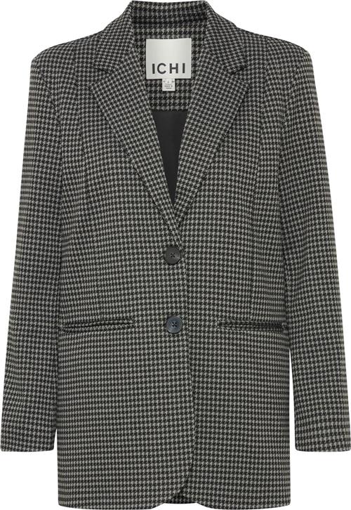 ICHI Ihkate Houndstooth Oversize BL2 Kvinde Black/grey Houndstooth Blazere Loose Fit Str XS - hos Magasin