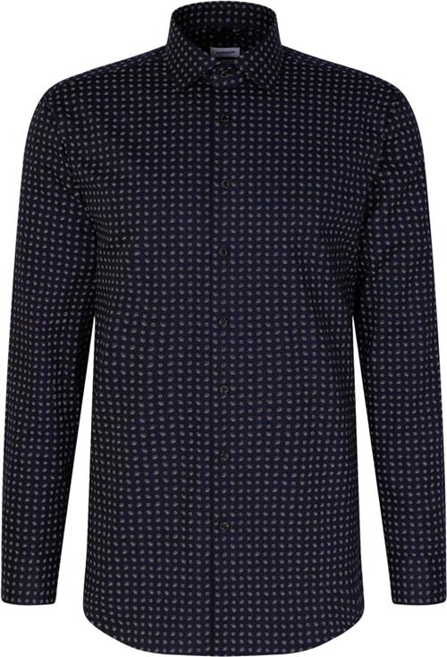 Seidensticker Flannel Shirt Regular Long Sleeve Kentcollar Print Mand Blue Langærmede Skjorter Str 40 - Bomuld hos Magasin