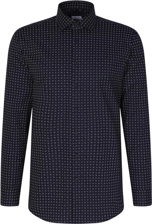 Seidensticker Flannel Shirt Regular Long Sleeve Kentcollar Print Mand Blue Langærmede Skjorter Str 42 - Bomuld hos Magasin