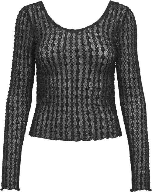 ONLY Onltwinky L/S Lace TOP JRS Kvinde Sort Toppe Regular Fit Str S - hos Magasin