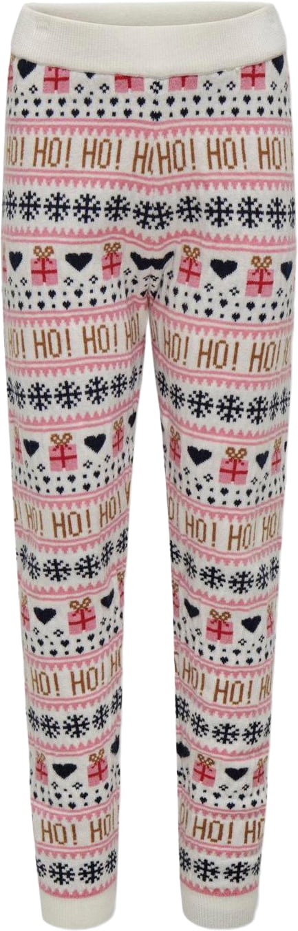 Se ONLY Kogxmas Present Pant KNT Str 158 - Cloud Dancer/night Sky /High Risk R Bukser hos Magasin ved Magasin