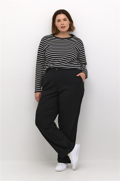 Kaffe Curve Kcwinni LS Tshirt Kvinde Black Deep/turtledove Stripe Kortærmede T-shirts Str XL - hos Magasin