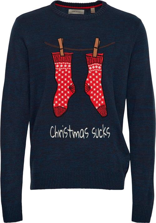 Blend Christmas Pullover Mand Dark Navy Sweatshirts Str S - hos Magasin