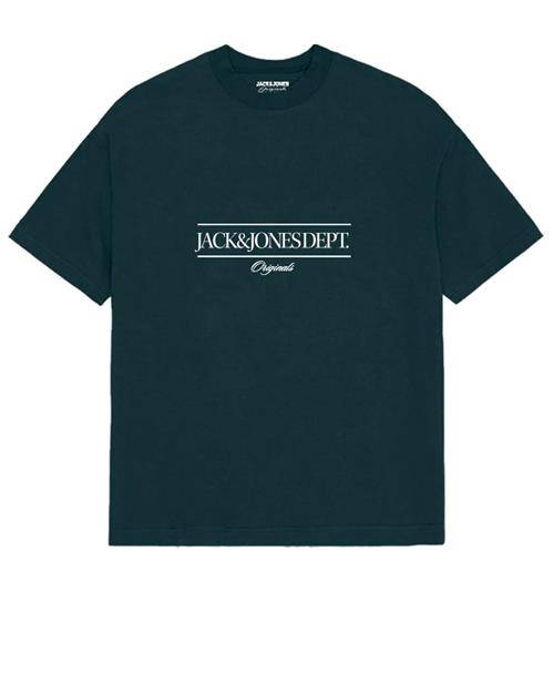 JACK & JONES Bluser & t-shirts 'JORKEAN'  mørkegrøn / hvid