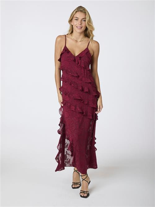 Neo Noir Palazzo Burnout Dress Kvinde Burgundy Maxi Kjoler Str 44 - hos Magasin