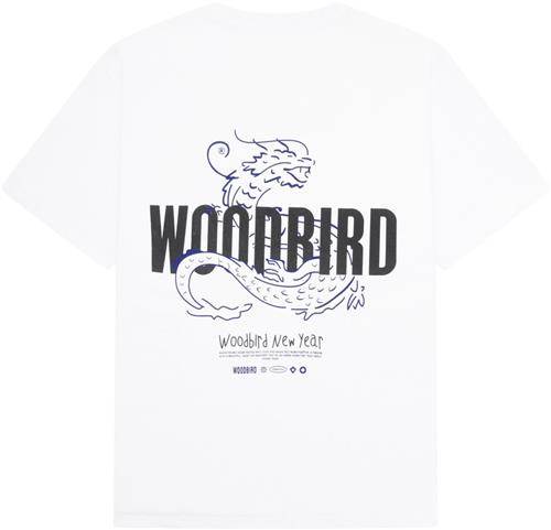 Woodbird Wbbaine Dragon Tee Mand White Kortærmede T-shirts Str XL - hos Magasin