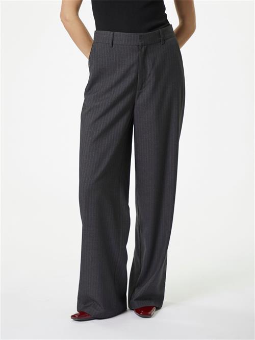 Neo Noir Emmett Pinstripe Pants Kvinde Antracit Bukser Med Brede Ben Str 40 - hos Magasin