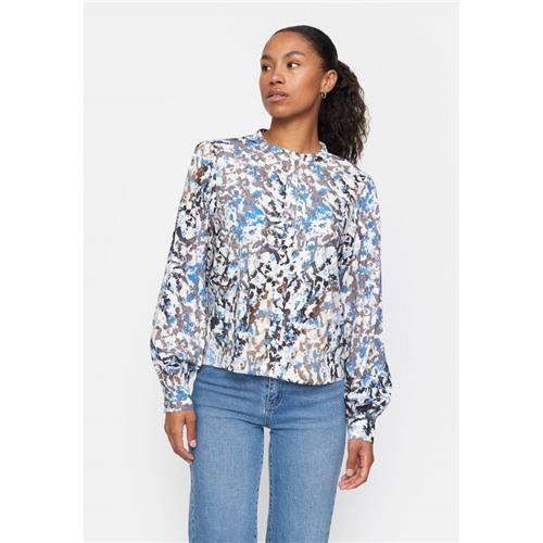 Soft Rebels Srmela Shirt Kvinde Blurred Flower Regatta Langærmede Bluser Str XS - hos Magasin