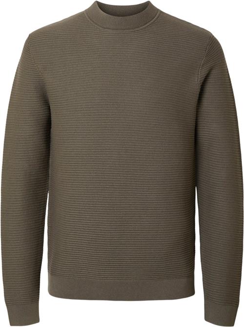 Selected Homme Slhtion LS Knit Structure Mock Neck Mand Kalamata Sweatshirts Str L - hos Magasin