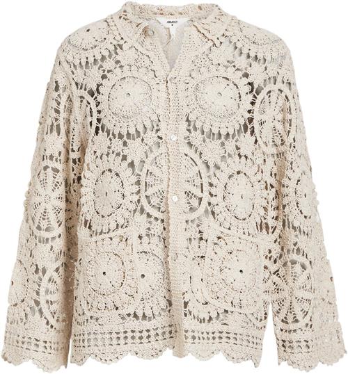 Se Object Objpetra L/S Knit Throwover 132 Kvinde Sandshell Sweaters Str S - hos Magasin ved Magasin