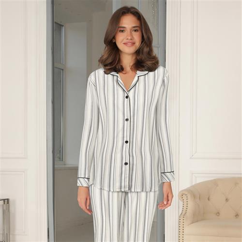 Lady Avenue Bamboo Flannel Pyjamas Nattøj Str L - Bambus hos Magasin