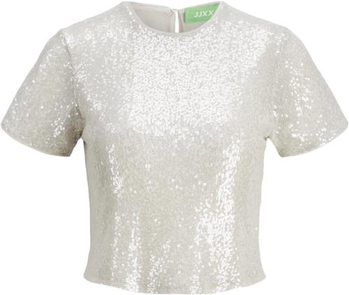 JJXX Jxmia Sequin SS TOP WVN Kvinde Silver Skjorter Str L - hos Magasin