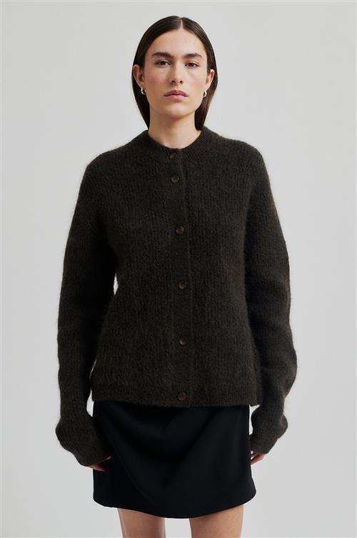 Second Female Brook Knit Rib Cardigan Kvinde Mulch Sweaters Str XS - Mohair hos Magasin