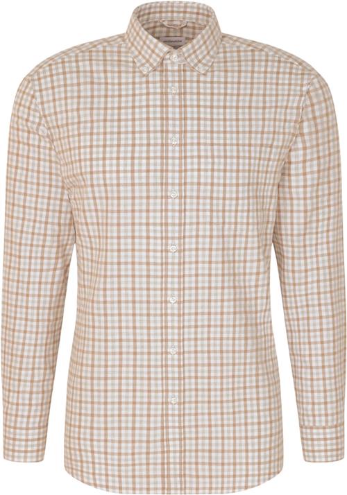 Seidensticker Flannel Shirt Regular Long Sleeve Buttondown-collar Check Mand Brown Langærmede Skjorter Str 40 - Bomuld hos Magasin