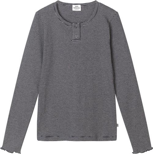 Mads Nørgaard - Copenhagen 2x2 Cotton Stripe Tala Tee LS Str 8 år - Blå Og Hvid Striber Langærmede T-shirts hos Magasin