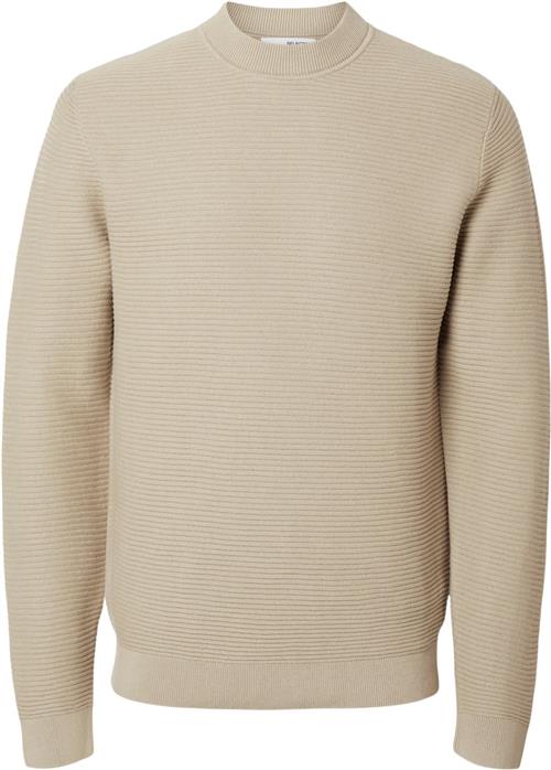 Se Selected Homme Slhtion LS Knit Structure Mock Neck Mand Oatmeal Sweatshirts Str XL - hos Magasin ved Magasin