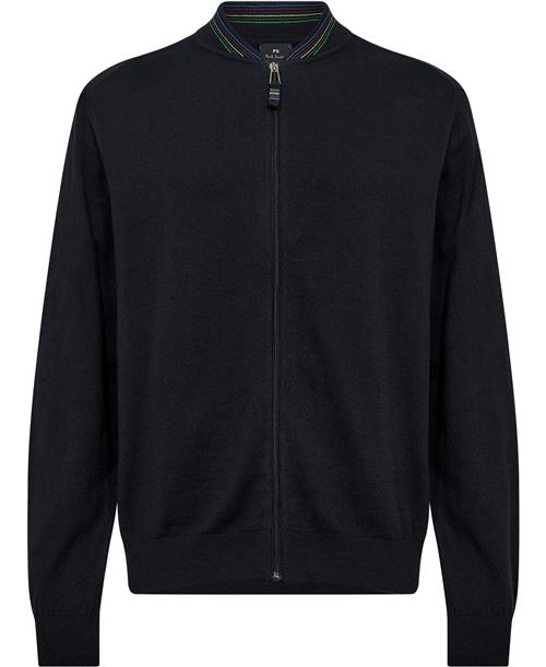 PS Paul Smith Mens Cardigan ZIP Thru Mand Sort Sweaters Str M - hos Magasin