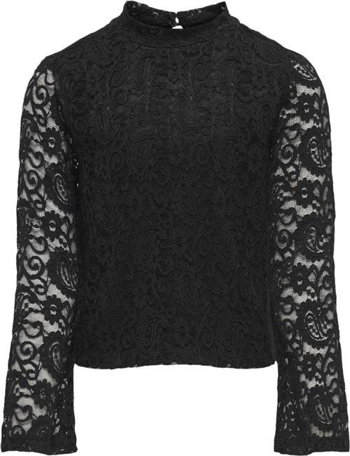 ONLY Kogmilly L/S Flared Sleeve Lace TOP Str 122/128 - Sort Toppe Denim hos Magasin