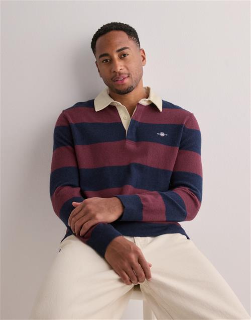 Gant Extrafine Lambswool Striped Rugger Striktrøjer Rød