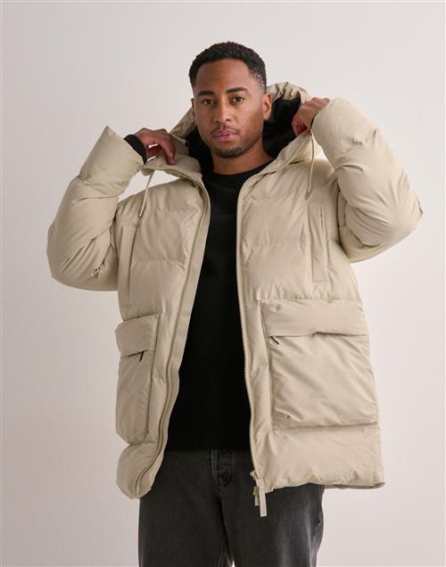 Rains Alta Long Puffer Cargo Jacket W3T4 Vinterjakker Beige