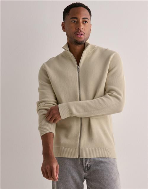 Selected Homme Slhdane Ls Knit Structure Full Zip Trøjer med lynlås Beige