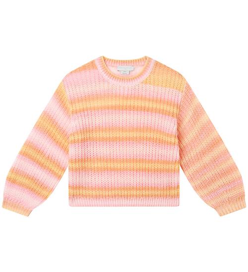 Stella McCartney Kids Bluse - Strik - Rosa/Orangestribet