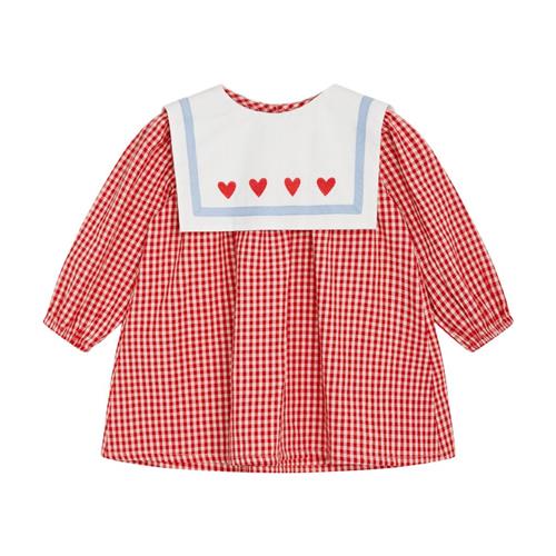 Flöss Anna Gingham Kjole Ruby | Rød | 116 cm