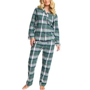 Damella Cotton Flannel Pyjamas Grøn Mønster bomuld Large Dame