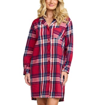 Damella Flannel Nightshirt Rød Mønster  bomuld Medium Dame