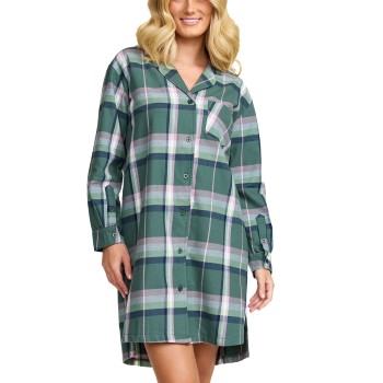 Damella Flannel Nightshirt Grøn Mønster bomuld Large Dame