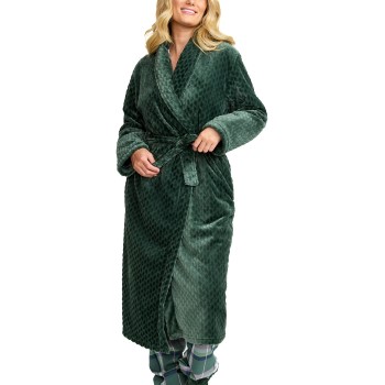 Damella Jaquard Fleece Dressing Gown Grøn polyester X-Large Dame